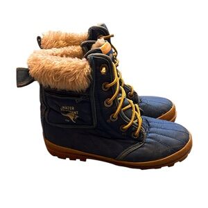 Vintage Kangaroos Leather Nylon Waterproof Zipper Pocket Boots size 6.5 Outdoors